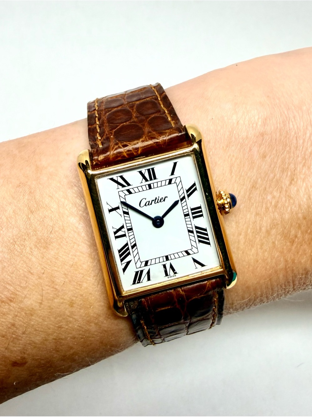 CARTIER TANK Manual Winding 23mm GP Silver Watch White Dial - Picture 2 of 8